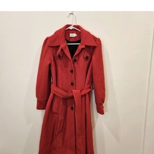 Chic Red Women's Pea Coat